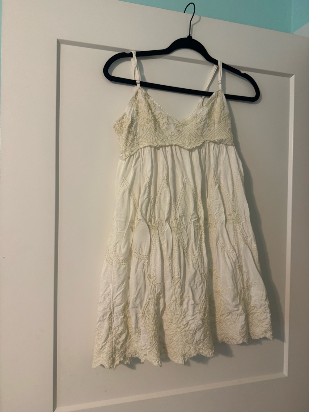 Cream Lace Embroidered Spaghetti Strap Dress Urban Outfitters